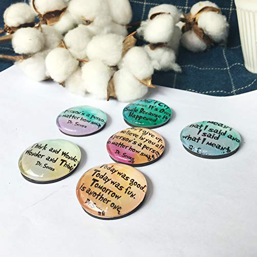 Dr. Seuss inspirational Refrigerator Magnets, set of six 4x4cm Dr. Seuss gifts for kids, Whiteboard Magnets for classroom or Locker