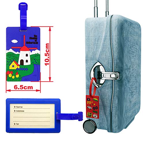 XinPei 2 pcs 4.1m Adjustable Cross Luggage Straps with Combination Lock, 2 pcs Cartoon Luggage Taps, 2 pcs Luggage Locks with Code