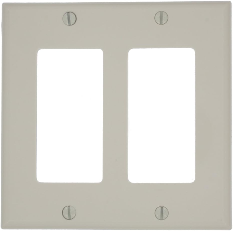 Leviton 80409-NW 2-Gang GFCI Device Decora Wallplate, Standard Size, White, 1 pack - Switch Plates - 