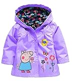 EGELEXY Cartoon Peppa Pig Flower Baby Girls Kids Rain Coat Jacket Coat Hoodie Outwear 3-4T Purple