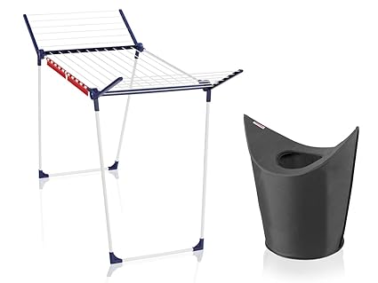 Leifheit Pegasus 180 Solid Standtrockner, inklusive praktischem Wäschesammler, schwarz