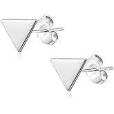 14K Gold Plated Dainty Tiny Bar, Ball, Trio Ball, Delta, Circle Disc and Heart Stud Earrings