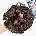 Gracefulvara Wavy Curly Synthetic Bun Cover Hairpiece Clip in Scrunchie Hair Extensions Chic (Dark brown)