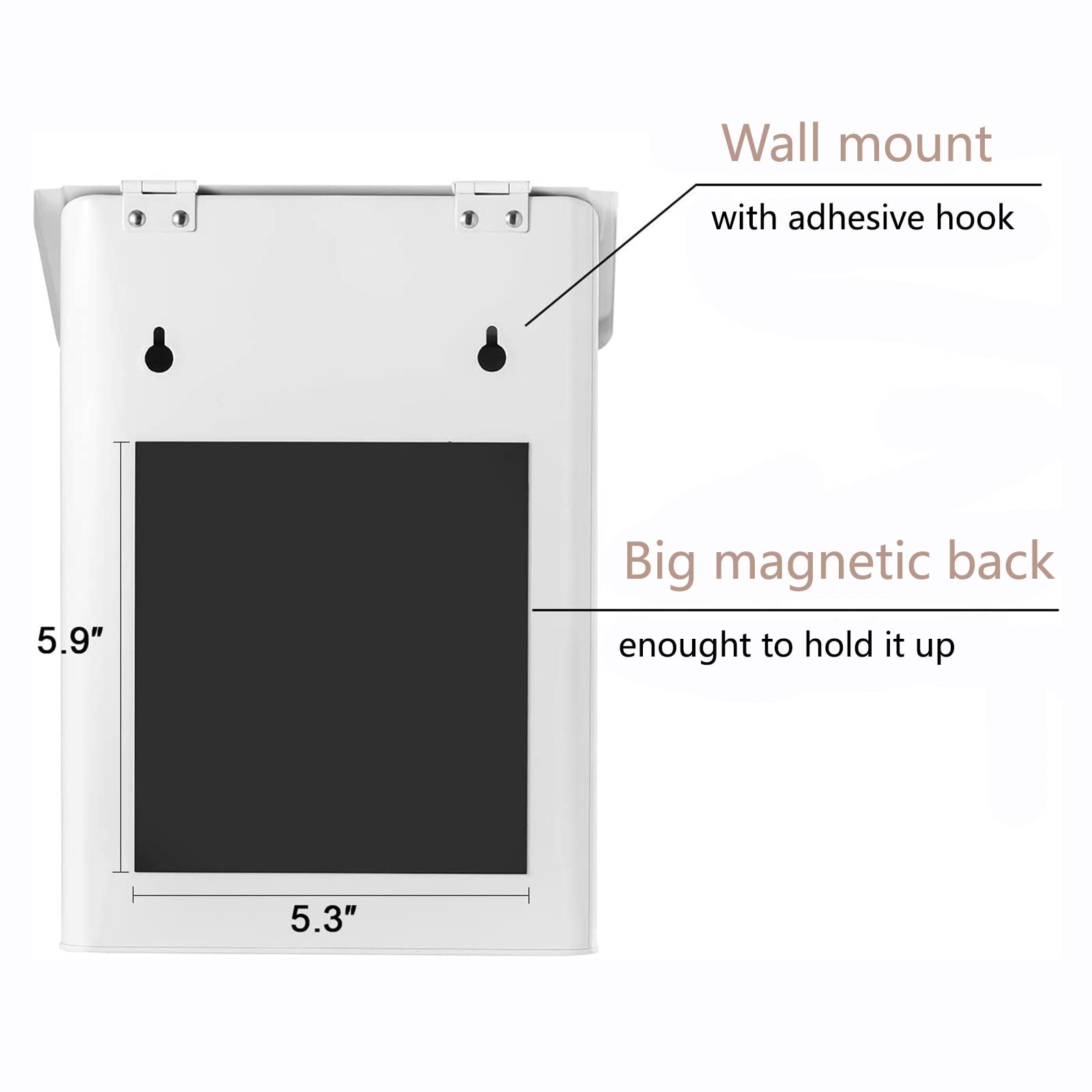 SUBEKYU Magnetic Lint Bin for Laundry Room, Wall Mounted Metal Lint Box Holder Trash Can with Lid for Dryer,Lint Basket for Laundry Room Organization,White