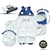 Mamush Newborn Baby Wrap Swaddle Blanket, Bear Ear Hooded Stroller Wrap, Fleece Sleeping Bag, Velcro Sleep Sack for 0-6 Month Infants, Blue w/Stars by