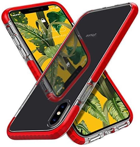 MATEPROX iPhone XS Case iPhone X Case Clear Thin Slim Anti-Yellow Anti-Slippery Anti-Scratches Cover Shockproof Bumper Case for iPhone XS/X 5.8'' -Red