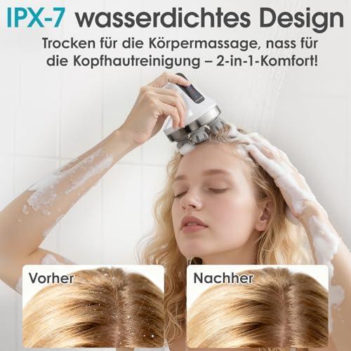 Kopfhautmassagegerät Elektrisch 4D,108 Silikon-Knetknoten, Weiß — Foto 6 von 8