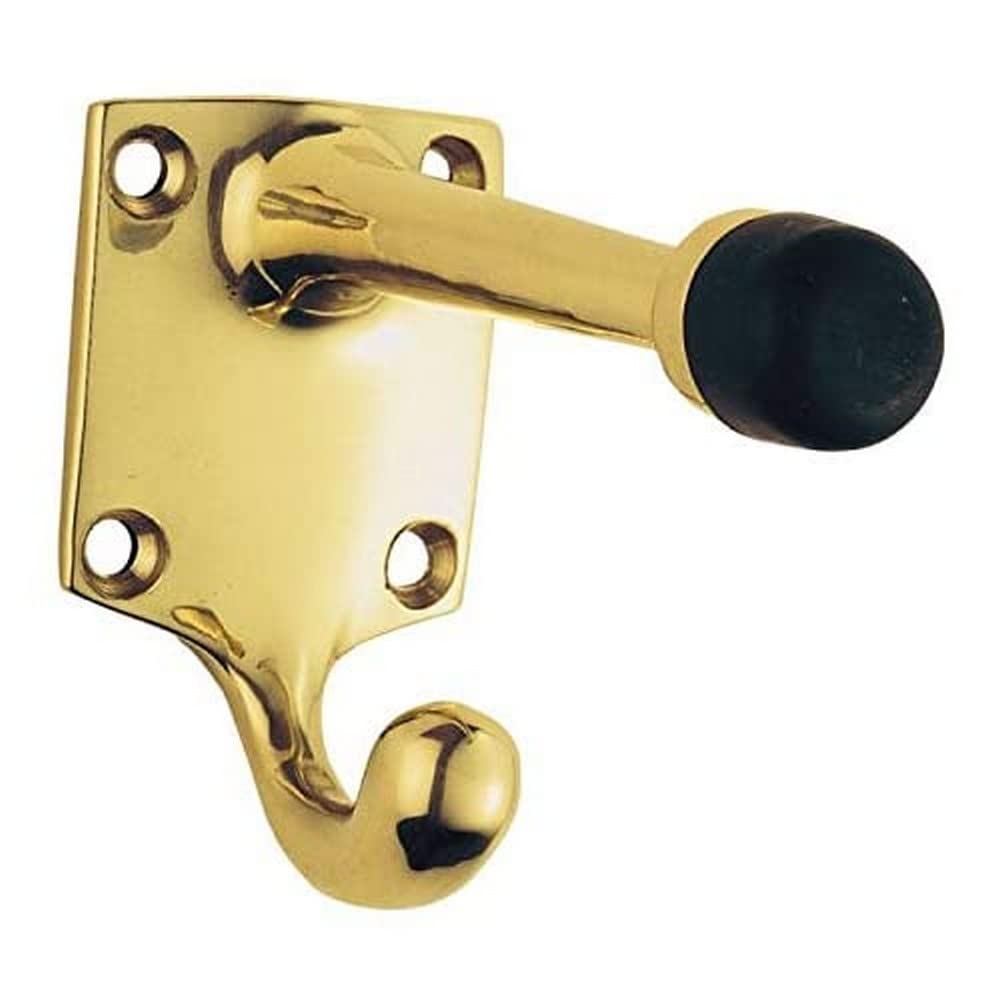 Carlisle Brass AA38 Victorian-HAT & Coat Hook with Rubber Buffer, Polished Brass
