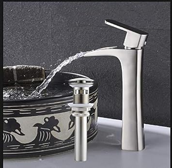 G0000D - Grifo de níquel cepillado para lavabo, grifo de lavabo de baño