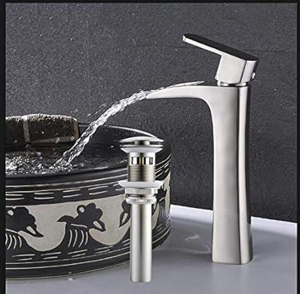 G0000D - Grifo de níquel cepillado para lavabo, grifo de lavabo de baño