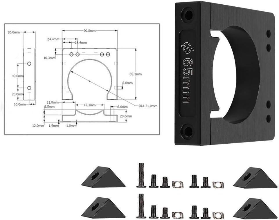 Spindle Motor Holder, CNC Motor Bracket 52/65/71mm Aluminum Shaft Spindle Motor Mount Kit for CNC Router Engraving Machine (65mm): Industrial & Scientific