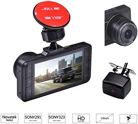 TEQStone Car Dash Cam Dual 1080P FHD Camera with GPS G-Sensor WDR Night Vision