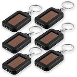 EcoGear FX LED Keychain Flashlight - 6 Pack Mini Keychain Flashlight, Solar Powered Keychain Light Key Ring (Black) - Makes a Great Gift