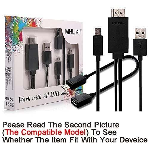 AnoKe MHL Kit Universal MHL Micro Usb 3.0 to Hdmi Cable 6.5 Feet / 2M Adapter 1080p Hdtv for S5, S4,S3,Note 4, Note 3, Note 2, Tab 3 8.0, Tab 3 10.1, HTC LG and Other MHL-Feature Phone ALL Black