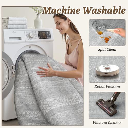 Area Rug 5x7 Carpet Rugs for Living Room Bedroom Boho Rug-Carpet Machine Washable Rugs for Bedroom Dining Room Living Room Rug Grey