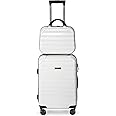 Hard Case Luggage 2 Piece Sets Carry On Luggage Lightweight With Spinner Wheels Rolling Suitcase 22x14x9 Airline Approved PC+ABS TSA Lock Hardshell Travel Size Hardside (White, 2 -Piece Set(14/20))