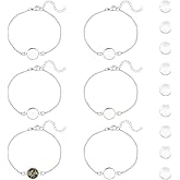 UNICRAFTALE 12 Sets Bracelet Bezel Settings Stainless Steel Bracelets Cabochon Blank Tray Bangles Tray 12mm Round Glass Cabochons Bracelet Blanks for Crafting Bracelet Making