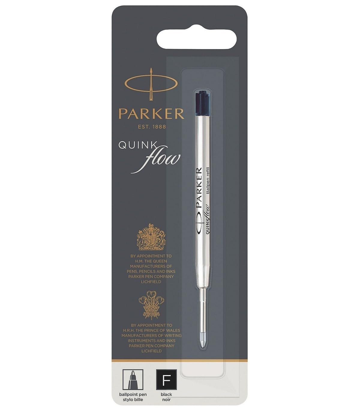 Parker Quink Ballpoint Pen Refill Fine Black Blister [Pack of 12]