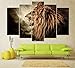 IDECAL 5-Piece Roaring Lion Canvas Print Wall Art Painting Pictures (No Frame), (20 x 40)cm x 2-Piece + (20 x 50)cm x 2-Piece + (20 x 60)cm x 1-Piece