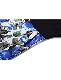 Vestido de cóctel para mujer, estilo vintage, con cuello redondo, estampado floral, sin mangas