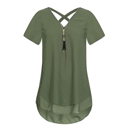 JUTOO Frauen Verlieren Chiffon Saum Scoop T-Shirts Tops