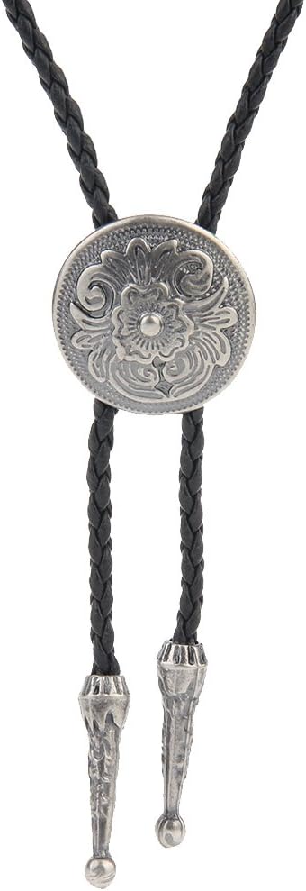 Bolo Tie Necklace Western Cowboy Leather Chain Long Pendant Necklace