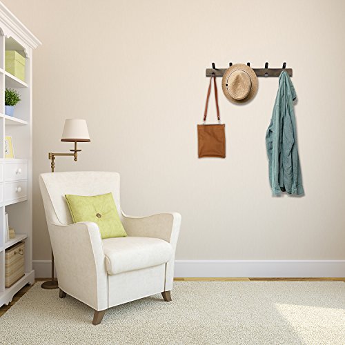 RooLee Coat Hooks Coat Rack Wall Mounted Wall Hooks Hanger Heavy Duty Clothes Hook Rail with 5 Metal Hooks - Thumbnail 2