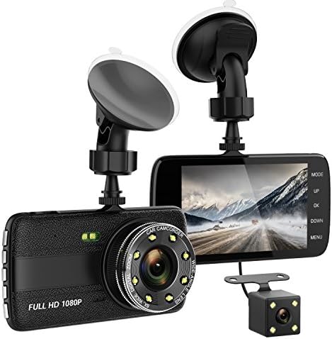 Dash Cam, Merdumia 4.0" Dash Camera for Cars with Full HD 1080P Front + VGA Rear , 170 Degree Super Wide Angle Cameras, 4.0" IPS Display, G-Sensor, Night Vision, WDR, Loop Recording