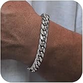 ChainsPro Cuban Link Bracelet for Mens, 6/10/14 mm, 19-21CM Length, 18K Gold Plated/316L Stainless Steel/Black-With Gift Box