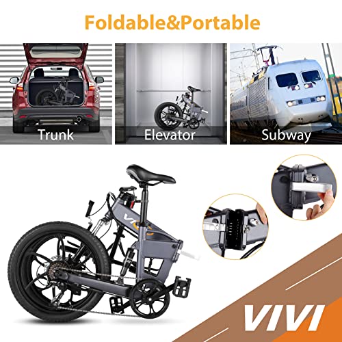 Vivi Folding Electric Bike,20" Electric Commuter Bicycle with 10.4Ah
