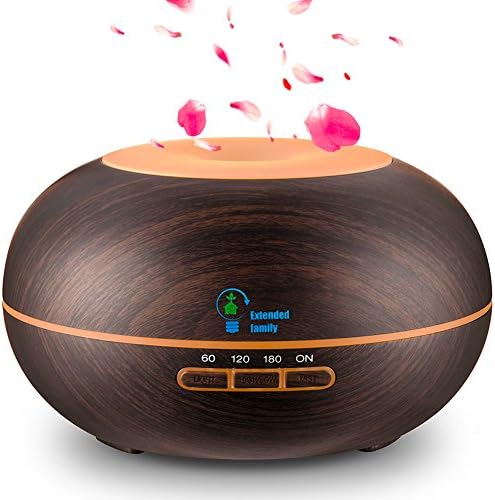 EXTENDED FAMILY 300ml Cool Mist Humidifier Ultrasonic Aroma Essential Oil Diffuser-Wood Grain