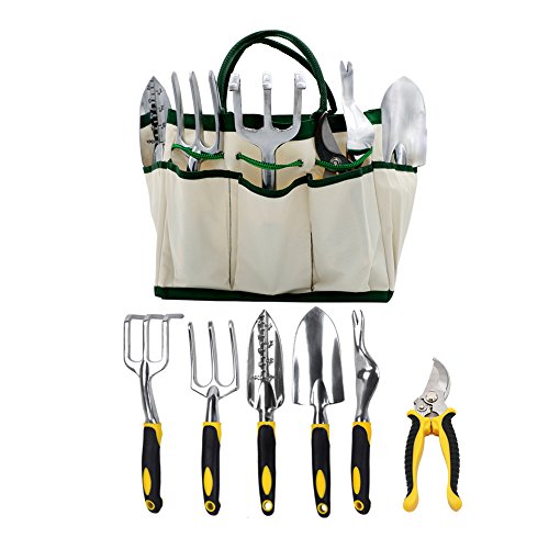 image for AUOON 7 Piece Garden Tool Set, Garden Gift Set, Including Trowel, Tran