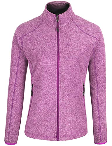 Fastorm Fleece Jacket Womens Full Zip Up Lightweight Solid Polar Fleece Performance Sweatshirts Outdoor Purple S