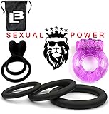 Soft Silicone Vibrating Cockring for Male - 5 Per Pack Cock Rings 100% Medical Grade Pure Silicone Penis Ring Set for Extra Stimulation - Better Sex Toy for Erection Enhancing and Last Longer Orgasm