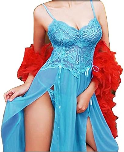 FengHuang Elegant Sexy Women Lingerie Retro Lace Black Long Slit Dress