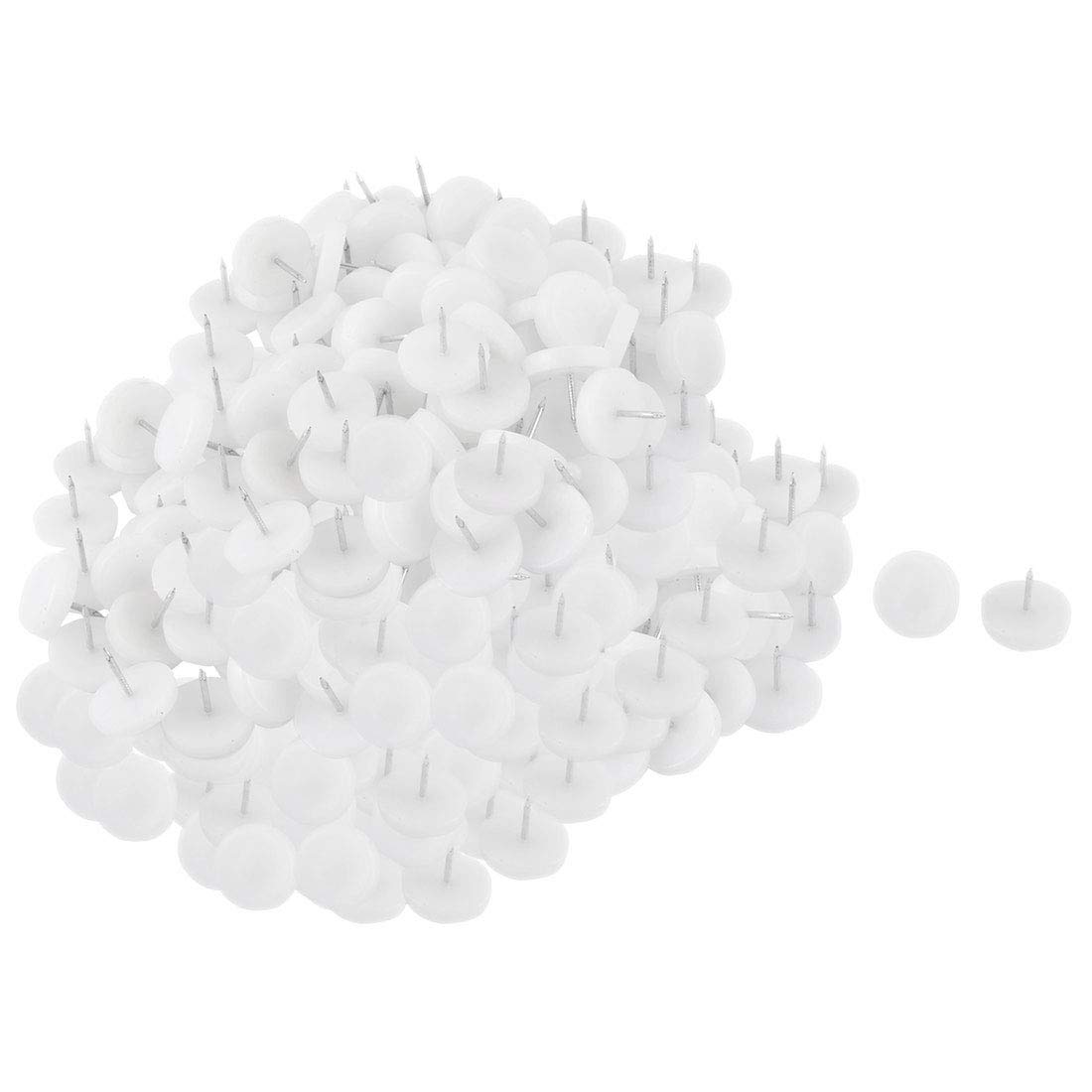 sourcing map 16mm Dia Nylon Head Furniture Chair Table Feet Glide Protector Nail White 100pcs