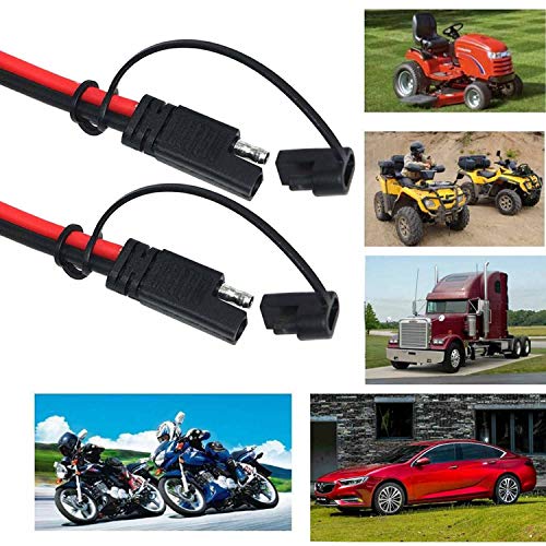 COROTC 12 Feet 16AWG SAE to SAE Extension Cable, Quick Disconnect Wire Harness DC Connector Cord Plug for Trailer RV Boat Camp Solar Panels Battrey with Dust Cap