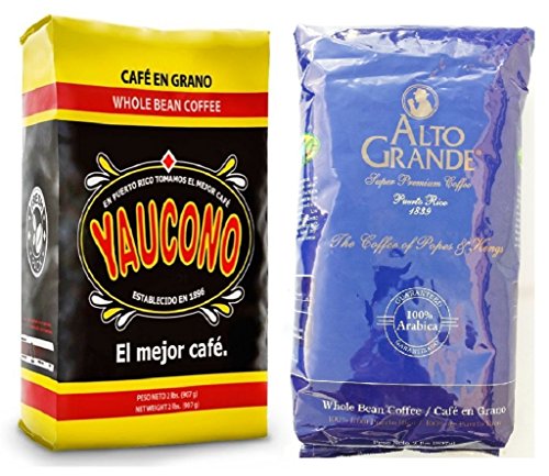 Cafe Yaucono Whole Bean Coffee and Alto Grande Whole Bean 2 Pounds Bag Each (1 Pack)