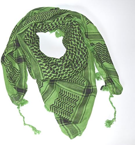 Big Size Scarf Military Shemagh Tactical Desert, 100% Cotton Keffiyeh, Scarf Wrap 45"x45" Arab Scarf (Green)