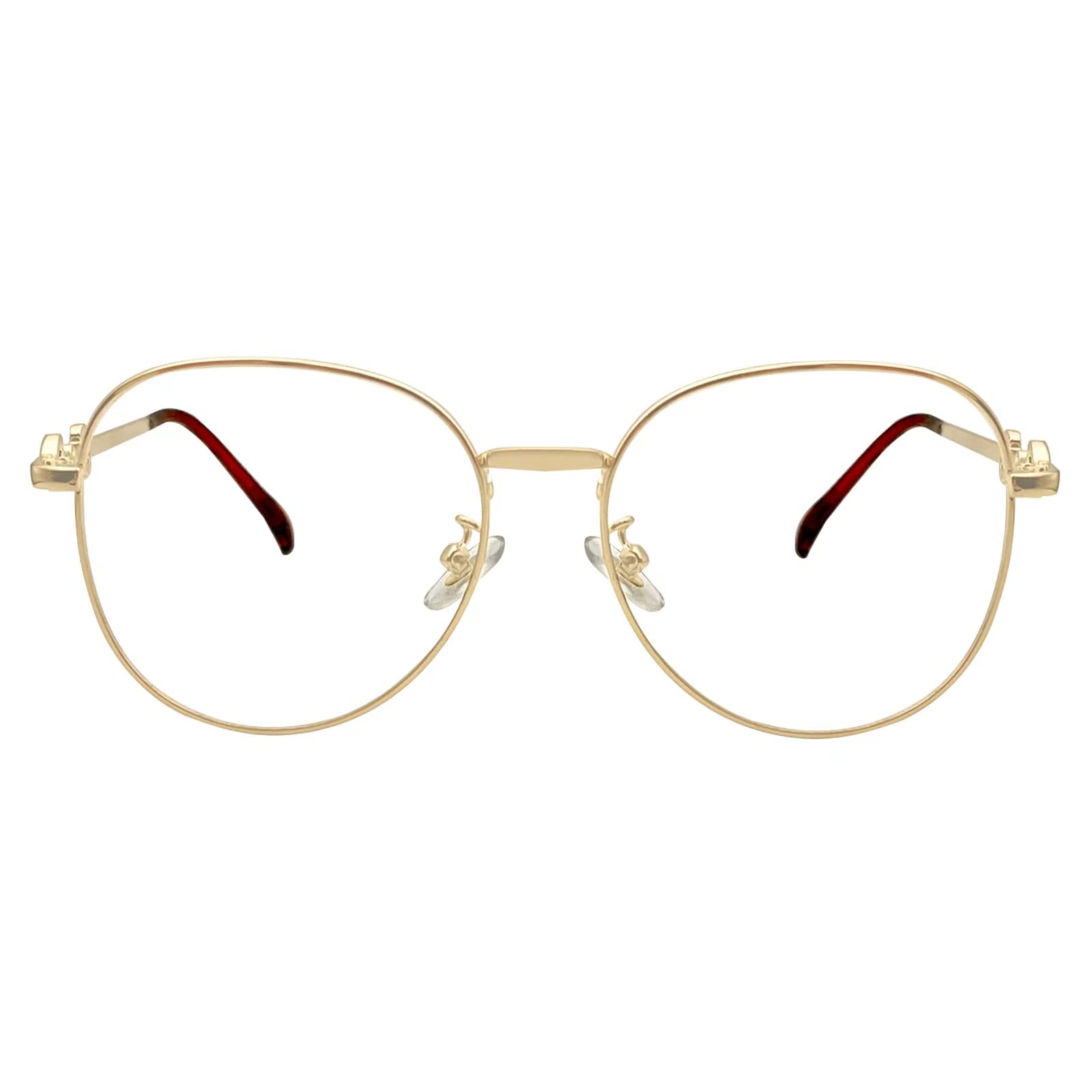 KAEOISFU Oversized Metal Oval Reading Glasses for Women, Trendy Anti Blue Light Computer Readers, Anti Eyestrain Filter UV Ray Lady Eyeglasses