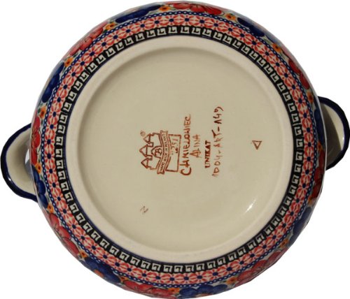 Polish Pottery Soup Tureen with Ladle Zaklady Ceramiczne Boleslawiec 1004/1367-149 Art Signature Pattern, 13.4 Cups