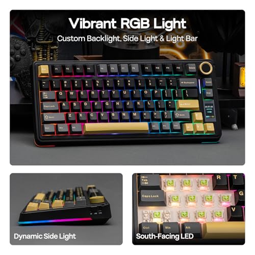 EPOMAKER X Aula EA75 MAX Wireless Gaming Keyboard with Screen & Knob, 5000mAh, Hot-Swap, Lubed Switches, RGB Backlit, Creamy Gasket, 75% Mechanical Keyboard (Black, Ice Vein Switch)