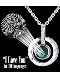 Boonix - Collar con texto en inglés "I Love You in 100 Languages, Best Gifts for Her, Gift for Women, Girlfriend, Wife, Mom, Woman"