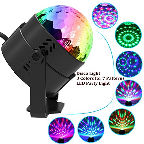 Miuko Disco Ball LED Party Lights Strobe Light 3W Sound Activated Dance Light Stage Light DJ Lights for Home Xmas Halloween Kids Birthday Party Decorations Karaoke Bar Club Outdoor (with USB)