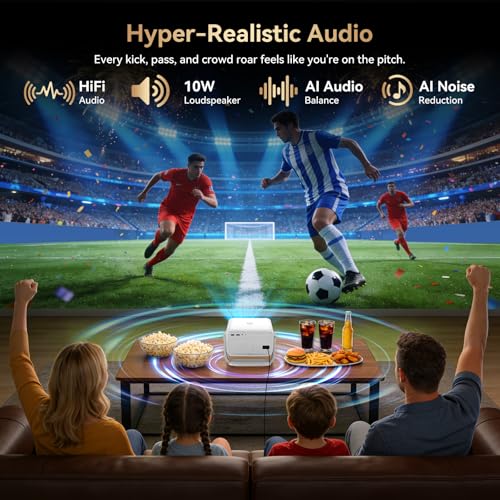 Smart 4K Projector【Officially-Licensed APP & Auto Focus & Keystone】,1080P FHD WiFi6 Bluetooth Portable Projector,360° Rotatable Home Cinema Projectors for Bedroom/Outdoor/Phone