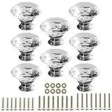 GaGool 8x40mm Transparent Tough Drawer Knobs Pull Handle Crystal Glass Diamond Shape Cabinet Drawer Pulls Cupboard Knobs with Screws for Home Office Cabinet Cupboard Bonus Silver Screws DIY