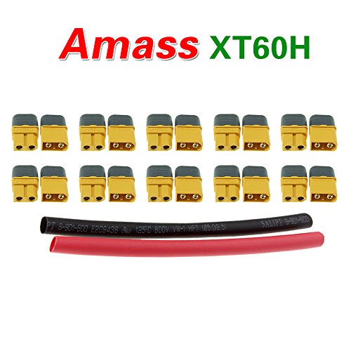 Amass 10 Pair XT60H Bullet Connector Plug Upgrated of XT60 Sheath Female & Male Gold Plated for RC Parts