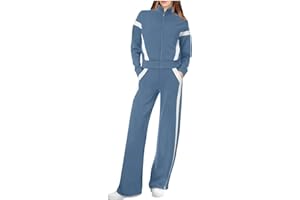 Generic Womens Lounge Set 2 Piece Travel Outfits Fleece Lined Casual Sweatsuit Zip Up Sweatshirts and Wide Leg Sweatpants Set