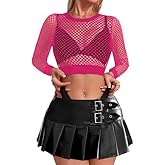 Buauty Women's Lace Long Sleeve Tops, Mock Neck Sheer Mesh Top, See Through Floral Lace Tops, Party Club Night Blouse Shirts