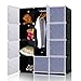 Lifewit 4-Tier Clothes Closet DIY Portable Wardrobe Freestanding Large Space Storage Organizer Black with White Doors